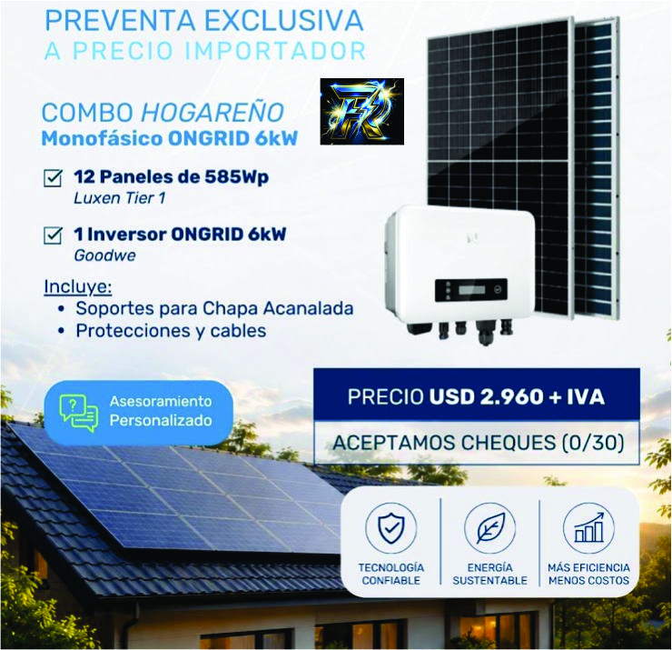 Combo Hogareño Monofásico ONGRID 6kW
